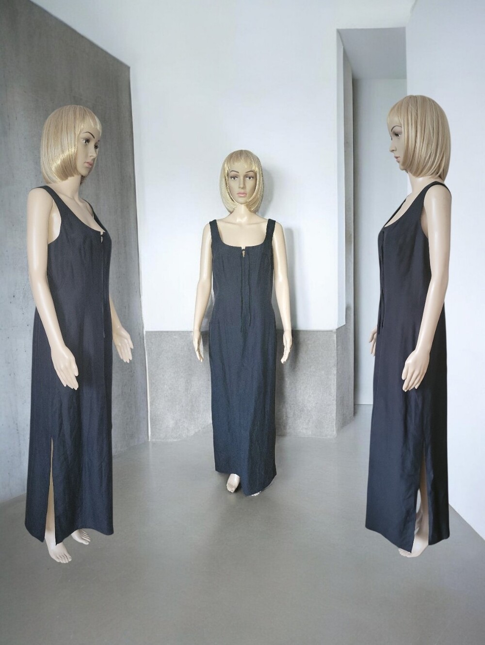 August Silk Maxi Dress, Silk/ Linen Blend, Black, 12, NWOT - Picture 2 of 11